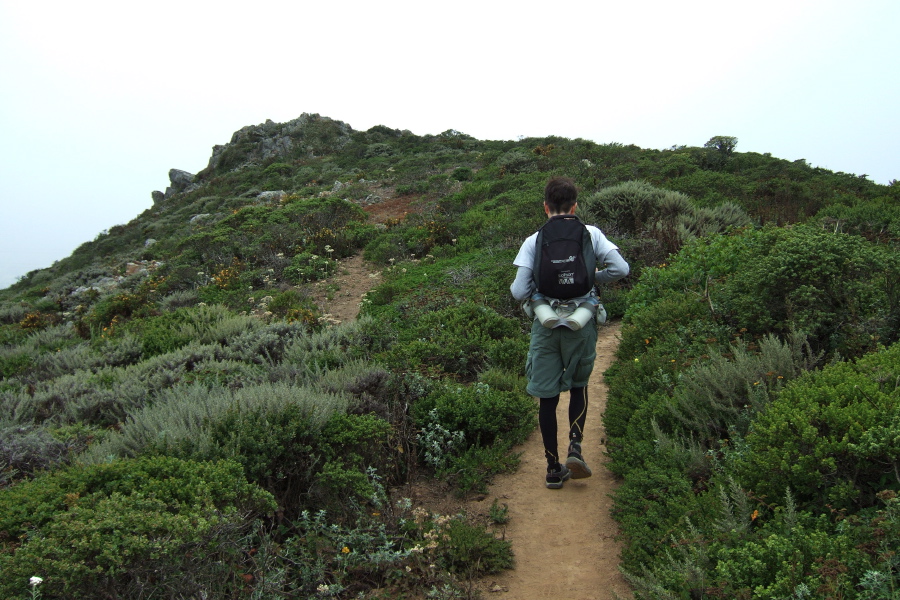 Dan leads the way down the west side of the Summit Trail.