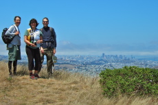 Dan, Bill, and Cara enjoy the view at the end of the Southeast Ridge of San Bruno Mountain.