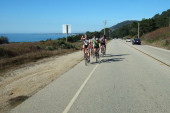 Passing a group of cyclists on CA1 near Greyhound Rock