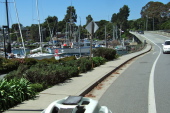 Crossing the Murray St. bridge over the Santa Cruz Yacht Harbor