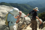 David and Bill B. negotiate a rocky section of trail.