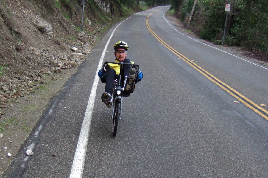 Zach climbs Palomares Rd. from Niles Canyon.