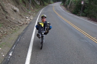 Zach climbs Palomares Rd. from Niles Canyon.