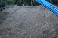 Wire and mesh to keep the hillside from sliding onto the road on CA9