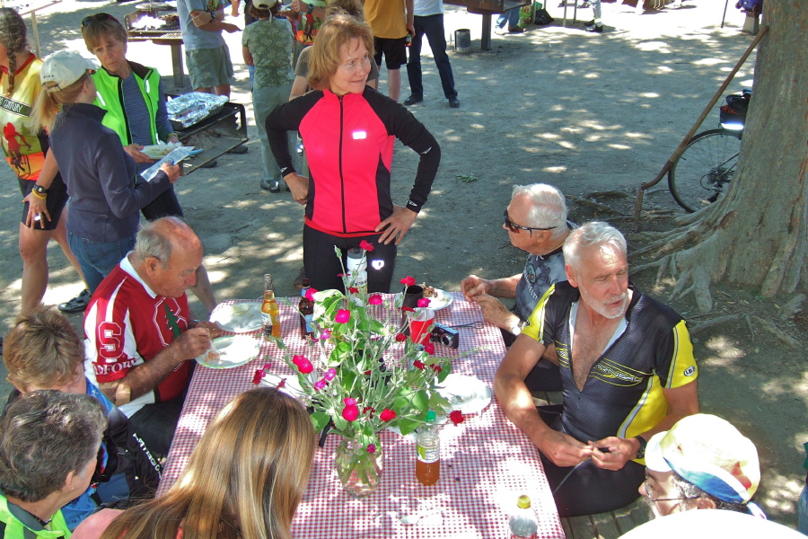 Enjoying their picnic lunch