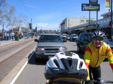 Bill's helmet and Randall at Fisherman's Wharf