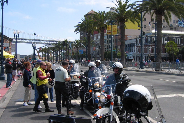 Motorcycle cops working overtime.