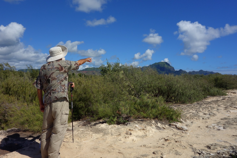 David points out Ha'upa Mountain.