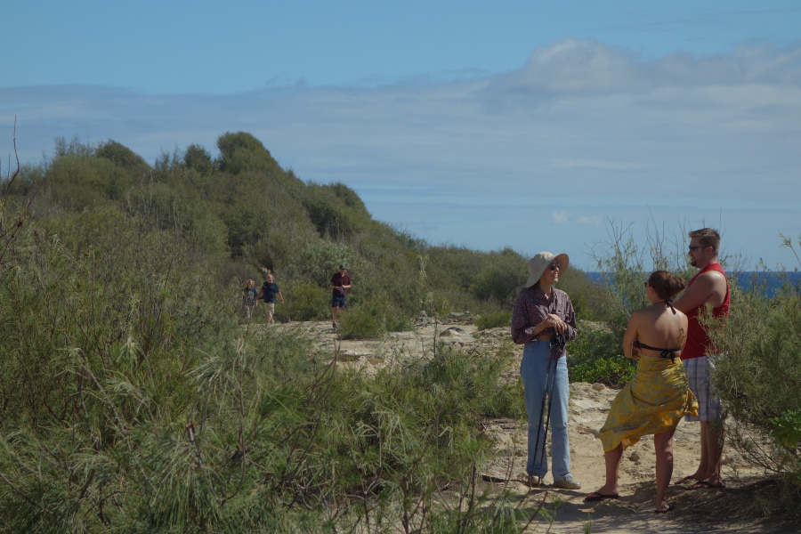 Kay talks with some honeymooners.