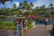 Kay, David, and Laura enjoy the gardens of the Grand Hyatt.