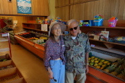 Kay and David at the Kukui'ula Grocery, produce section