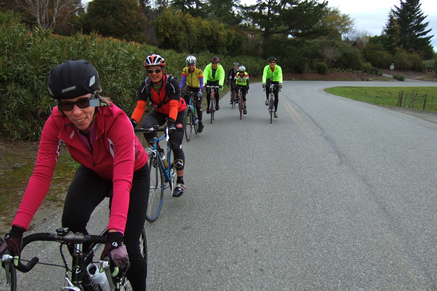 E riders climb Altamont Road.