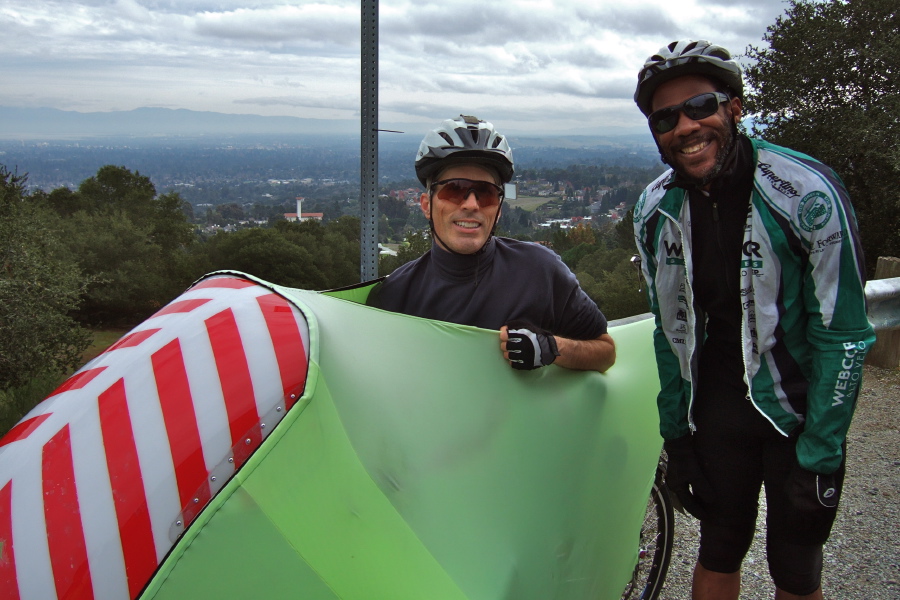 Bill and James Porter below the Emerald Hills Cross