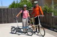 Noriko (l) and Zach getting ready to ride their Dahon folding bikes.