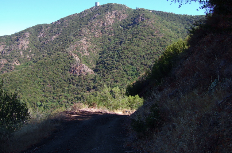 Descending the steep part of the Woods Trail in front of Mt. Umunhum.