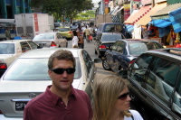 Chris Thompson and Joanne Guelke on a very crowded Buffalo Rd., Little India