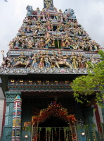 Ornate facade of the Sri Veeramakaliamman Temple on Serangoon Road
