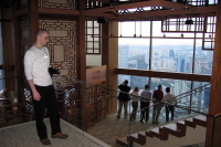 Michael Zumpe enjoys the view from the Equinox Lounge, 72nd floor of the Stamford Hotel