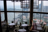View of downtown Singapore from the Equinox Restaurant, 72nd floor of the Stamford Hotel
