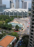 The Suntec Convention Center from my room at the Raffles Plaza Hotel