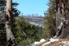 The Minarets rise over the low end of Mammoth Crest.