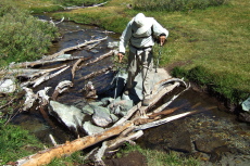 David crosses Coldwater Creek.