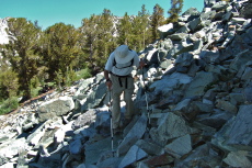 David gets himself down the talus field.