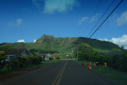 Approaching Sleeping Giant (Mt. Nonou) on Haleilio Road in the town of Wailua