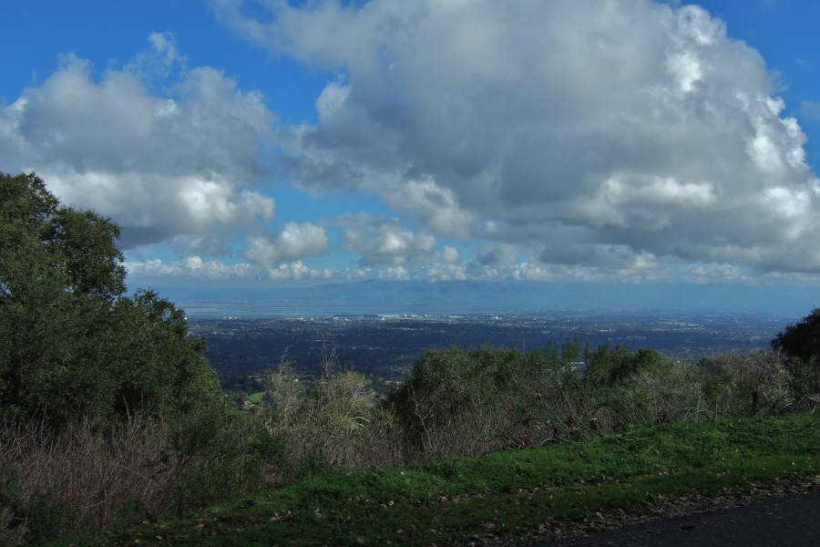 View of clouds over the south Bay Area from Page Mill Rd.