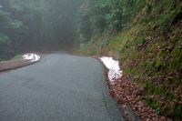 Snow patches on Tunitas Creek Rd. near the summit.