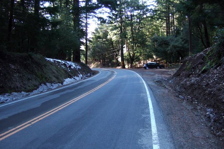 A few patches of snow alongside the road near Castle Rock trailhead