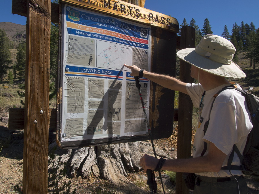 Bill points out the route for today's hike.