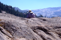 David enjoys the view while eating lunch.