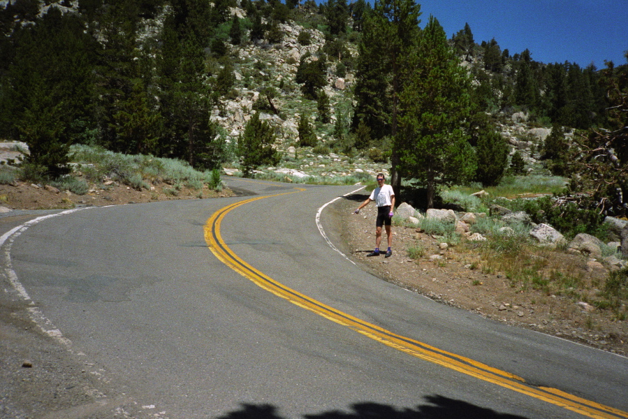 Bill points out the steepest section of road on the east side of the pass.