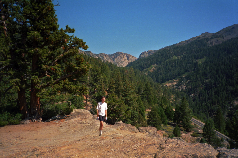 Big rock near where the road executes two switchbacks.