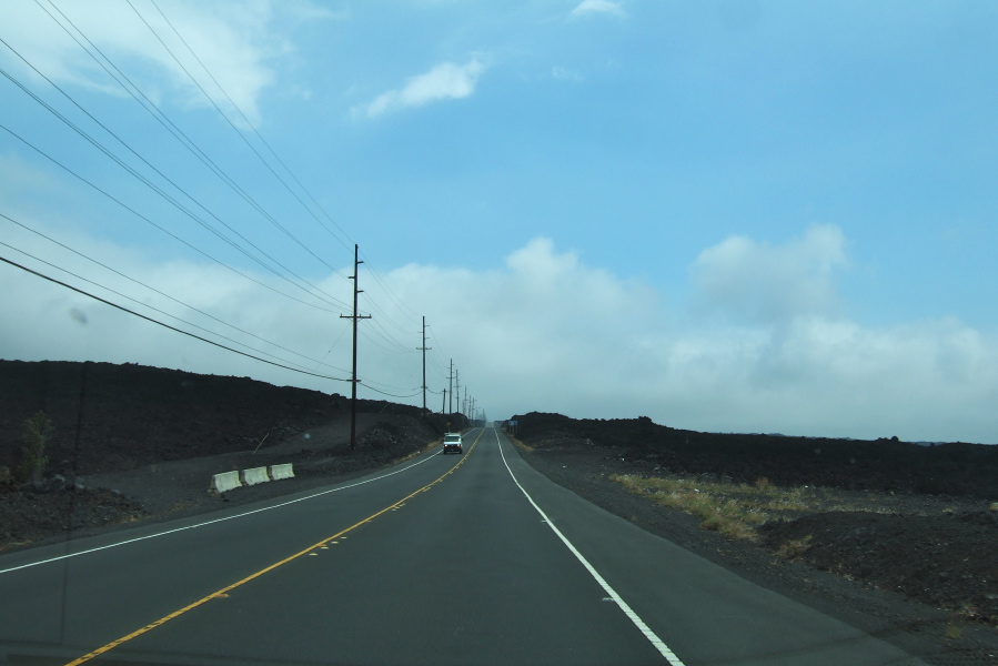 Driving across the 1950 lava flow from Mauna Loa