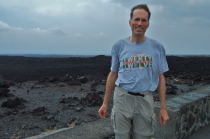 Bill stands in front of the 1950 a'a lava flow from Mauna Loa.