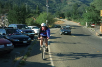 Derek rides past Mountain Point Inn