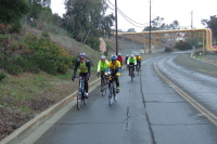 The group climbs Park Rd. in Benicia.