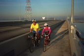 Gardner and Stella cross the Dumbarton Bridge.