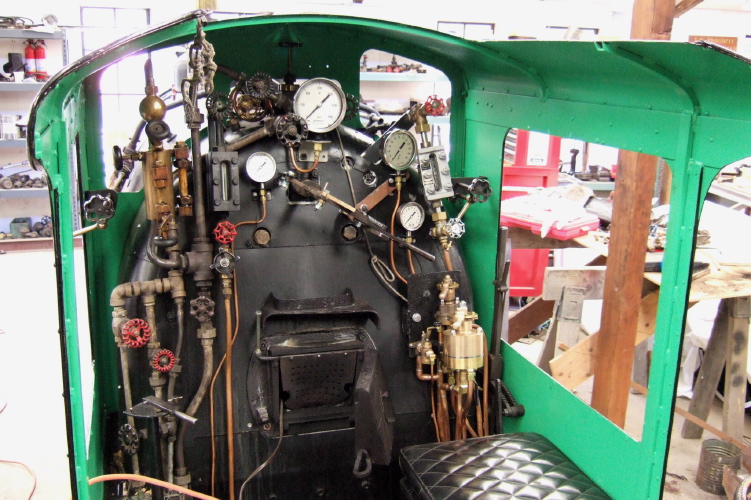 Engine 1914, inside cab.