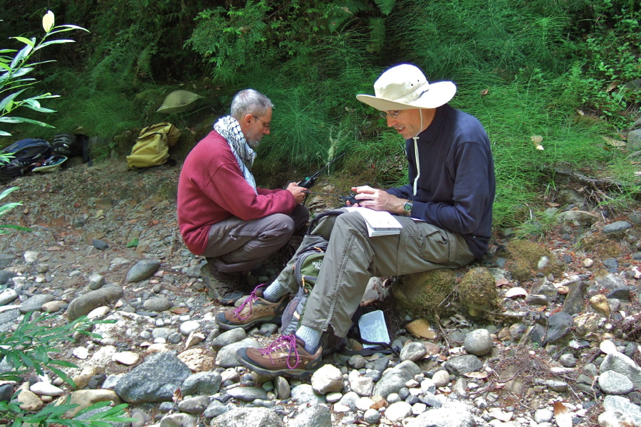 Frank and Bill test their radios.