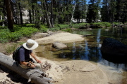 David rests at a peaceful pool on Tenaya Creek.