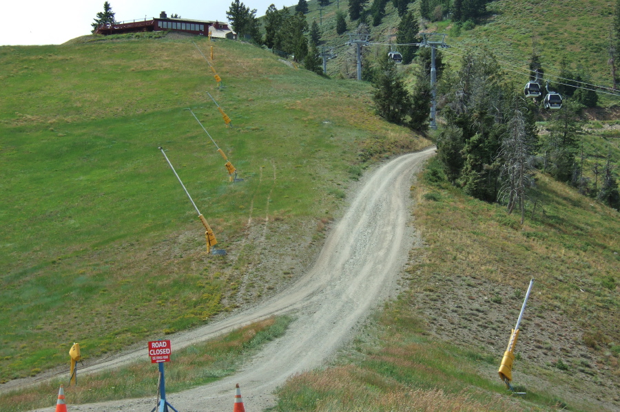 The Roundhouse and the steep road we just hiked down.