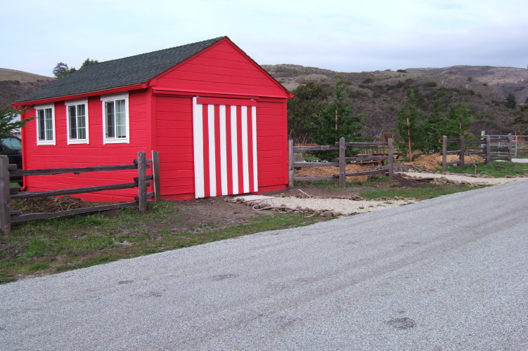 Bike Hut with sliding barn door.