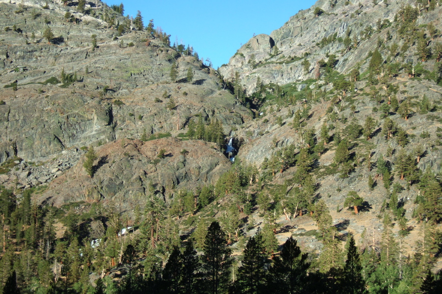 Shadow Creek descends in multiple cascades from Shadow Lake.