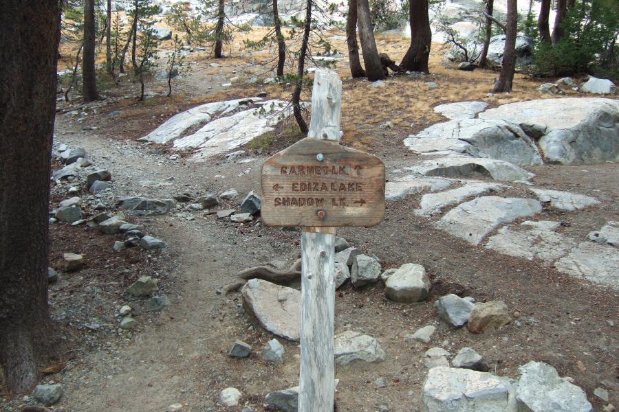 Trail junction for the indicated lakes