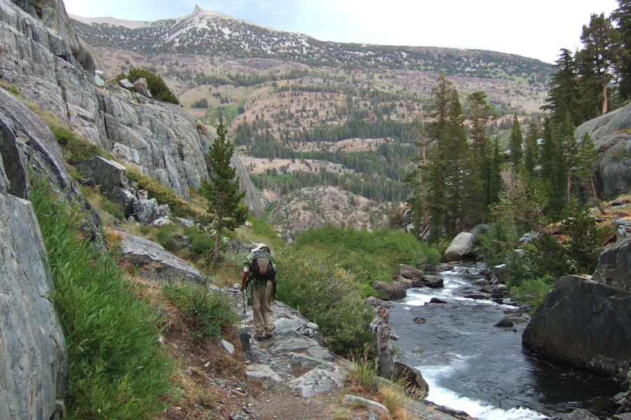 David begins the descent from Shadow Lake.