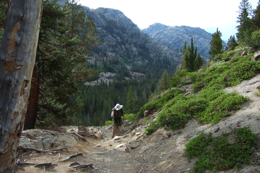 David finishes the climb up to Agnew Meadow.