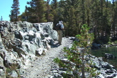 David approaches the outflow of Ruby Lake.
